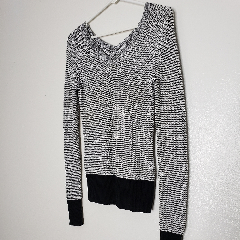 Calvin Klein Black White Striped Sweater Layer Spring Lightweight Designer - Picture 2 of 12